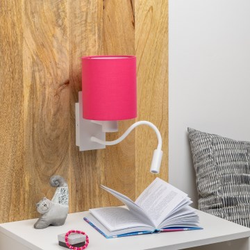 Brilagi - LED Rugalmas fali lámpa NUBILA 1xE27/25W/230V + LED/3W fehér/rózsaszín