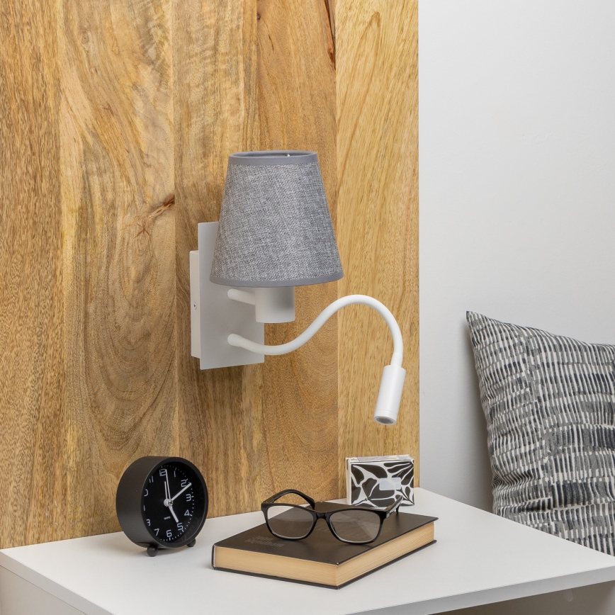 Brilagi - LED Rugalmas fali lámpa NUBILA 1xE27/25W/230V + LED/3W fehér/szürke