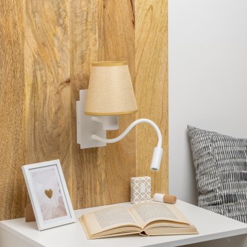 Brilagi - LED Rugalmas fali lámpa NUBILA 1xE27/25W/230V + LED/3W fehér/világosbarna