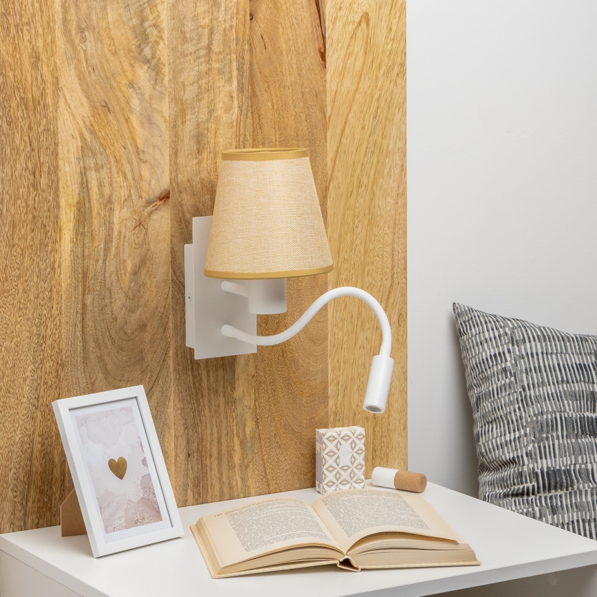 Brilagi - LED Rugalmas fali lámpa NUBILA 1xE27/25W/230V + LED/3W fehér/világosbarna