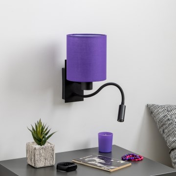 Brilagi - LED Rugalmas fali lámpa NUBILA 1xE27/25W/230V + LED/3W fekete/lila