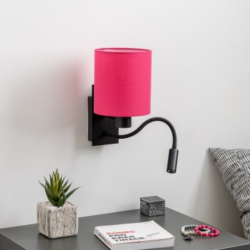 Brilagi - LED Rugalmas fali lámpa NUBILA 1xE27/25W/230V + LED/3W fekete/rózsaszín