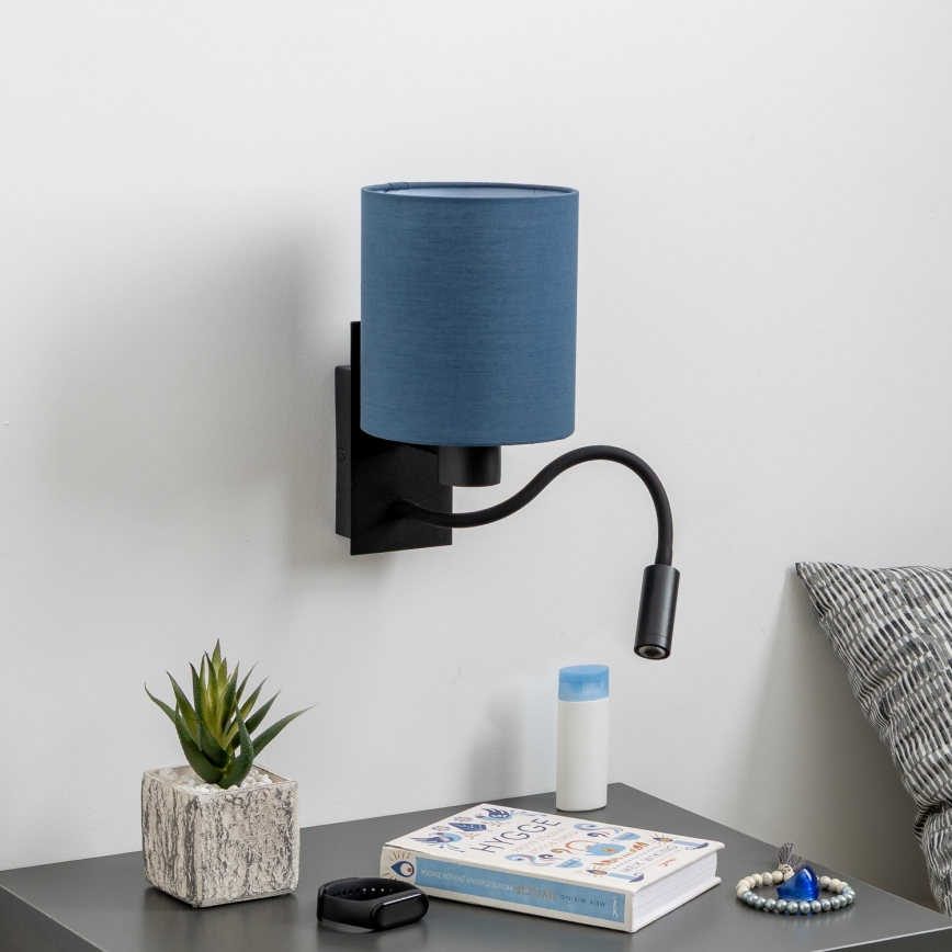 Brilagi - LED Rugalmas fali lámpa NUBILA 1xE27/25W/230V + LED/3W fekete/sötét kék