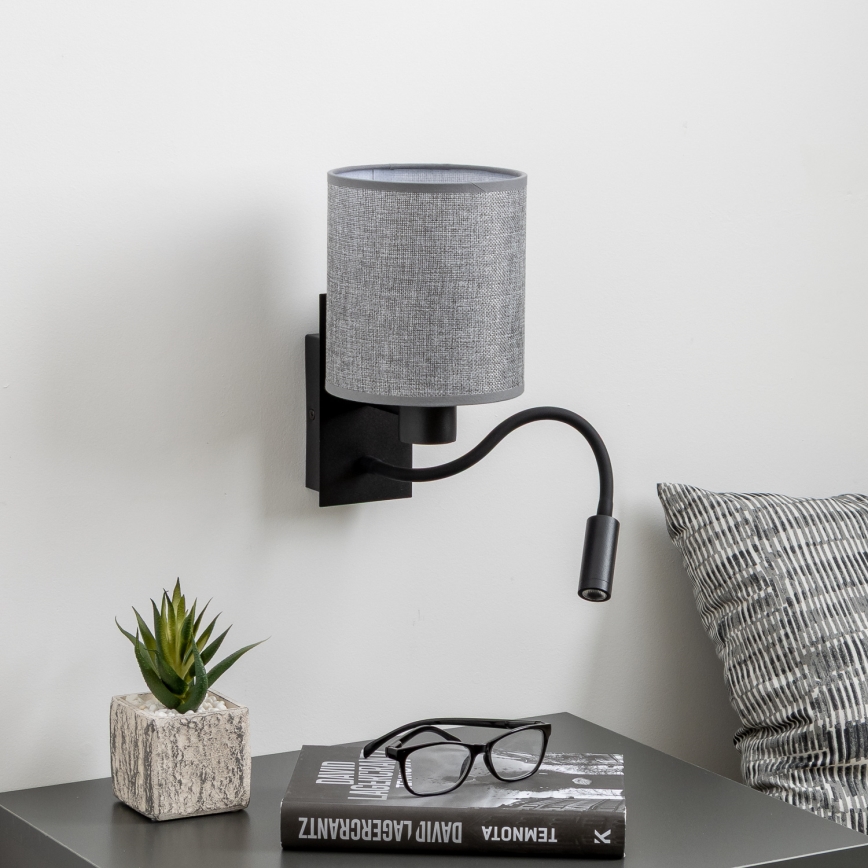 Brilagi - LED Rugalmas fali lámpa NUBILA 1xE27/25W/230V + LED/3W fekete/szürke