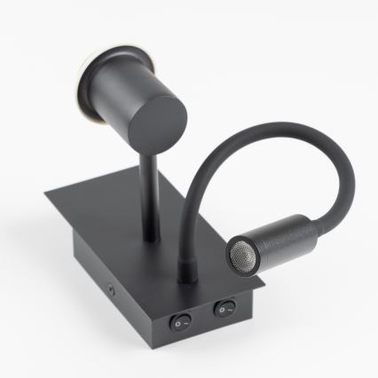 Brilagi - LED Rugalmas fali lámpa NUBILA 1xE27/25W/230V + LED/3W fekete/szürke