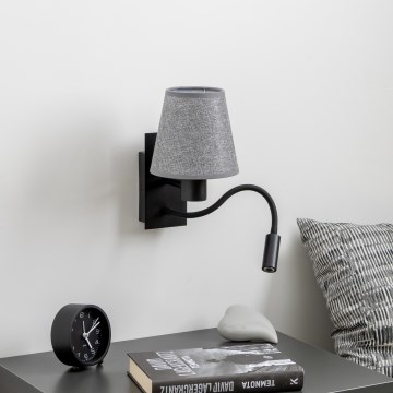 Brilagi - LED Rugalmas fali lámpa NUBILA 1xE27/25W/230V + LED/3W fekete/szürke