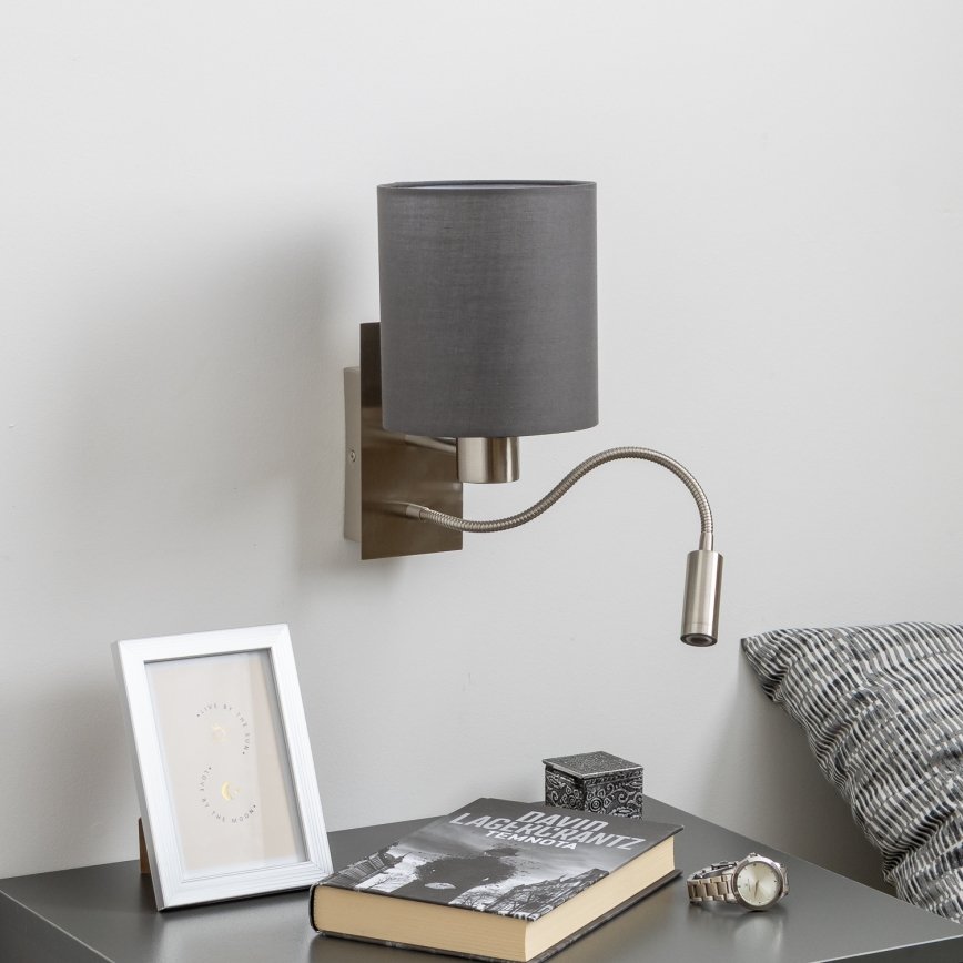 Brilagi - LED Rugalmas fali lámpa NUBILA 1xE27/25W/230V + LED/3W matt króm/antracit