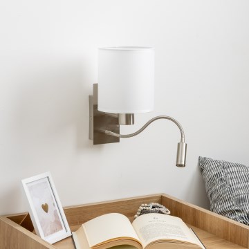 Brilagi - LED Rugalmas fali lámpa NUBILA 1xE27/25W/230V + LED/3W matt króm/fehér