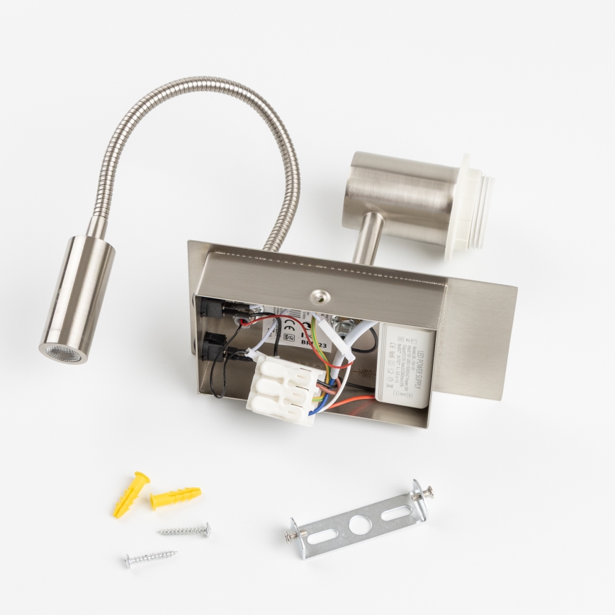 Brilagi - LED Rugalmas fali lámpa NUBILA 1xE27/25W/230V + LED/3W matt króm/krémes