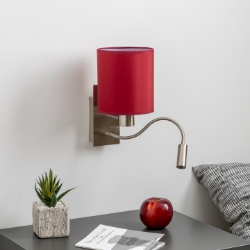 Brilagi - LED Rugalmas fali lámpa NUBILA 1xE27/25W/230V + LED/3W matt króm/Pompeiai piros