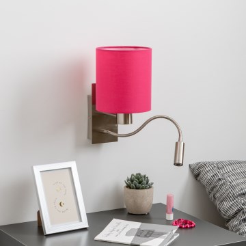 Brilagi - LED Rugalmas fali lámpa NUBILA 1xE27/25W/230V + LED/3W matt króm/rózsaszín