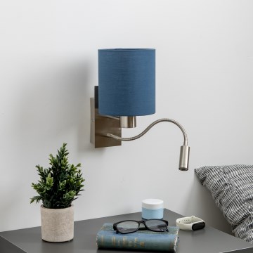 Brilagi - LED Rugalmas fali lámpa NUBILA 1xE27/25W/230V + LED/3W matt króm/sötét kék