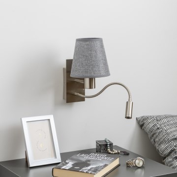 Brilagi - LED Rugalmas fali lámpa NUBILA 1xE27/25W/230V + LED/3W matt króm/szürke