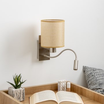 Brilagi - LED Rugalmas fali lámpa NUBILA 1xE27/25W/230V + LED/3W matt króm/világosbarna