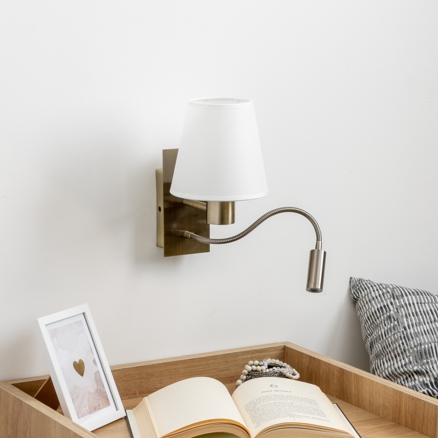 Brilagi - LED Rugalmas fali lámpa NUBILA 1xE27/25W/230V + LED/3W réz/fehér