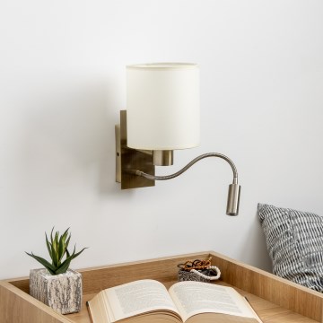 Brilagi - LED Rugalmas fali lámpa NUBILA 1xE27/25W/230V + LED/3W réz/krémes