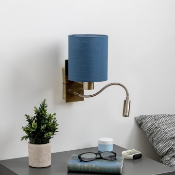 Brilagi - LED Rugalmas fali lámpa NUBILA 1xE27/25W/230V+ LED/3W réz/sötét kék
