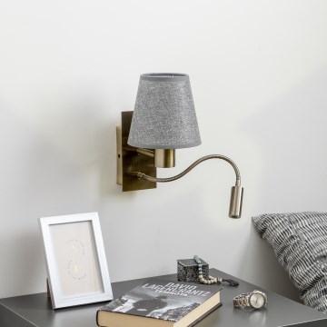 Brilagi - LED Rugalmas fali lámpa NUBILA 1xE27/25W/230V + LED/3W réz/szürke