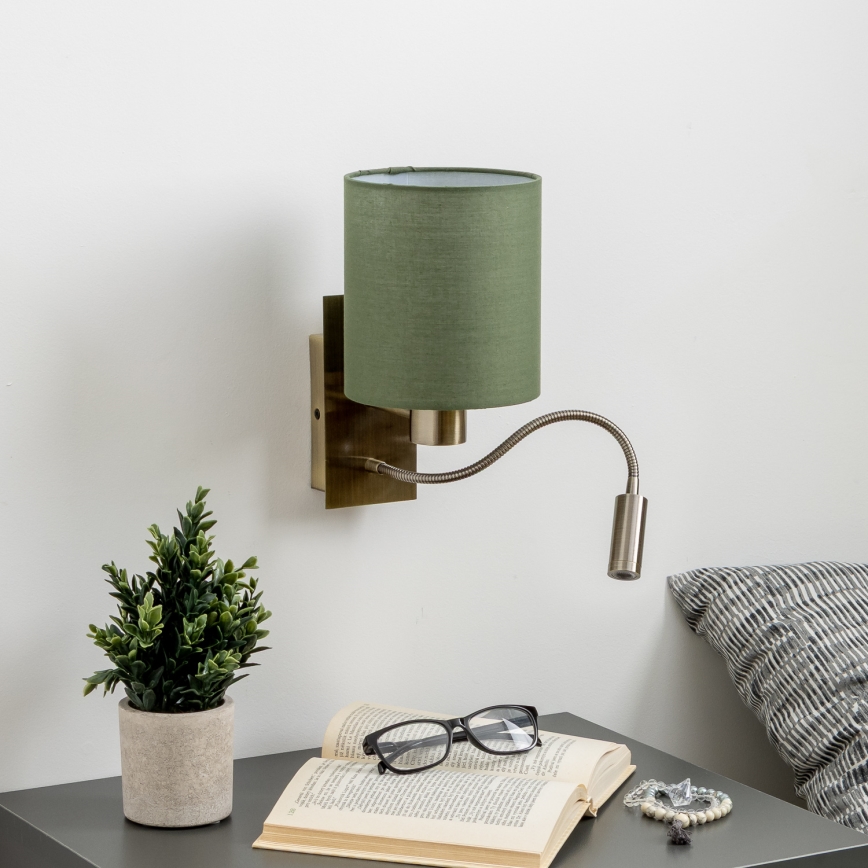 Brilagi - LED Rugalmas fali lámpa NUBILA 1xE27/25W/230V + LED/3W réz/zöld