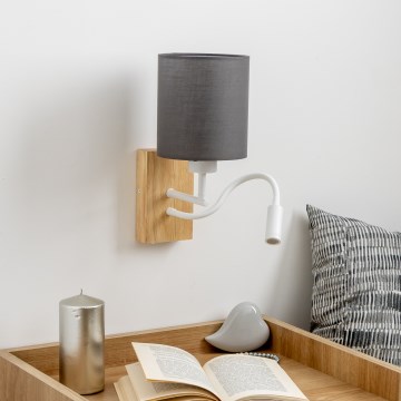 Brilagi - LED Rugalmas fali lámpa NUBILA WOOD 1xE27/25W/230V + LED/3W tölgy/antracit