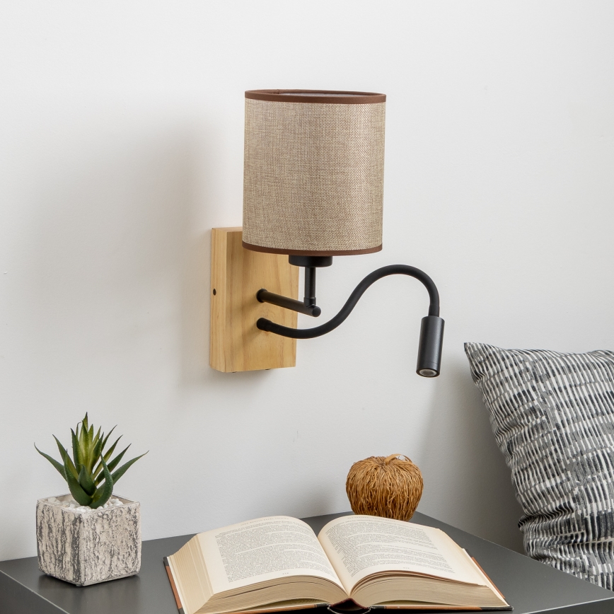 Brilagi - LED Rugalmas fali lámpa NUBILA WOOD 1xE27/25W/230V + LED/3W tölgy/barna