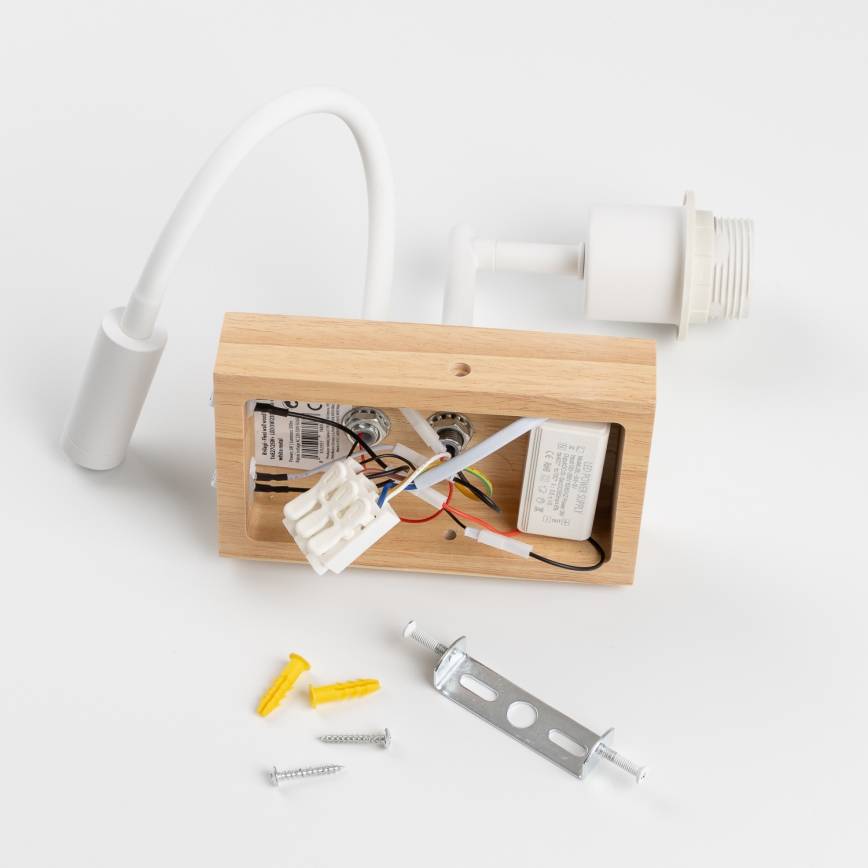 Brilagi - LED Rugalmas fali lámpa NUBILA WOOD 1xE27/25W/230V + LED/3W tölgy/fehér/krémes