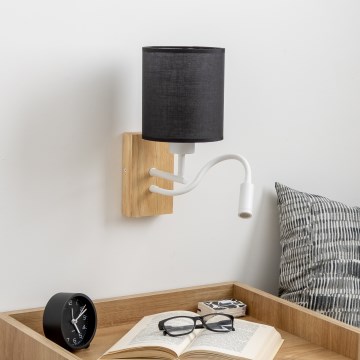 Brilagi - LED Rugalmas fali lámpa NUBILA WOOD 1xE27/25W/230V + LED/3W tölgy/fekete