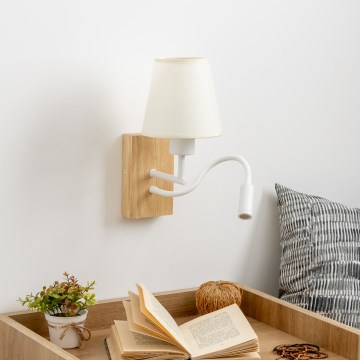 Brilagi - LED Rugalmas fali lámpa NUBILA WOOD 1xE27/25W/230V + LED/3W tölgy/krémes