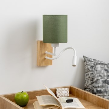 Brilagi - LED Rugalmas fali lámpa NUBILA WOOD 1xE27/25W/230V + LED/3W tölgy/zöld