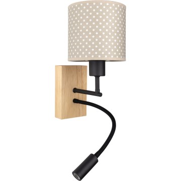Brilagi - LED rugalmas gyermek fali lámpa BOBO WOOD 1xE27/25W/230V + LED/3W tölgy/fekete/bézs/pöttyös