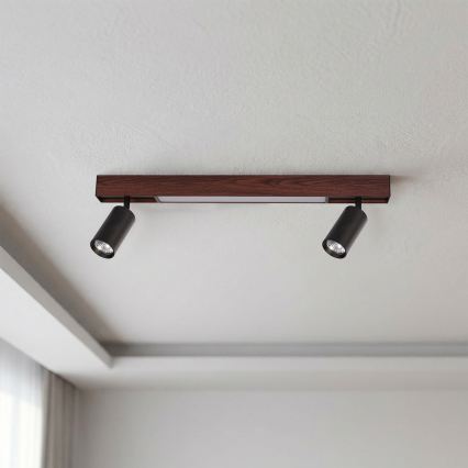 BRILAGI - LED spotlámpa SELE 2xGU10/30W/230V + LED/15W fekete/cseresznye dekor
