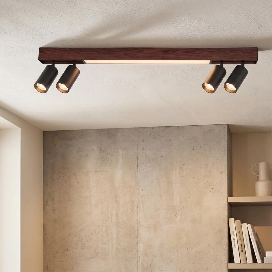 BRILAGI - LED spotlámpa SELE 4xGU10/30W/230V + LED/20W fekete/cseresznye dekor