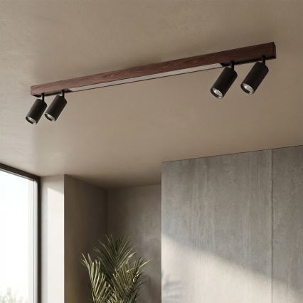 Brilagi - LED spotlámpa SELE 4xGU10/30W/230V + LED/25W fekete/tölgy dekor