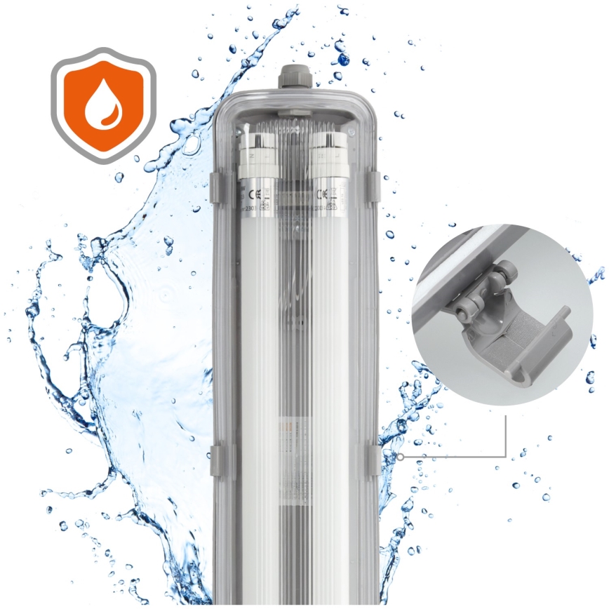 Brilagi - LED ipari porálló fénycsöves lámpatest OPTIMA T8 2xG13/18W/230V 6500K IP65 128 cm