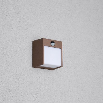 Brilagi - LED kültéri fali lámpa érzékelővel TERNI LED/12W/230V barna IP44