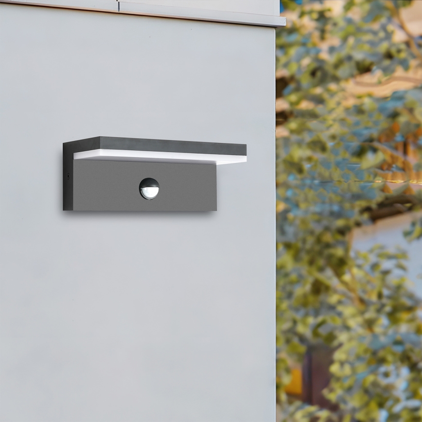 Brilagi - TESSI kültéri LED fali lámpa érzékelővel, 10W/230V, antracit, IP54