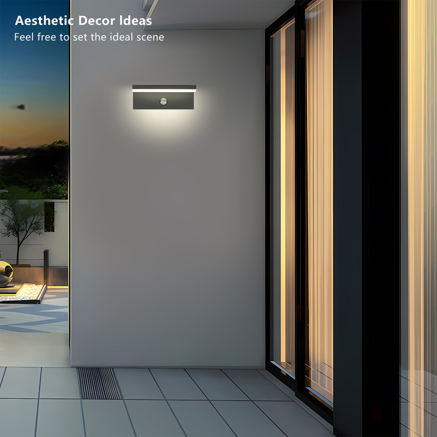 Brilagi - TESSI kültéri LED fali lámpa érzékelővel, 10W/230V, antracit, IP54