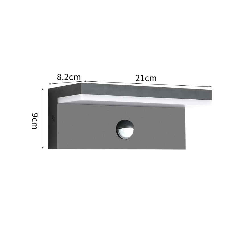 Brilagi - TESSI kültéri LED fali lámpa érzékelővel, 10W/230V, antracit, IP54