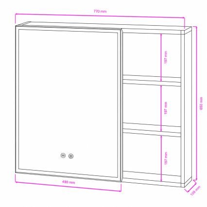 BRILAGI - LED tükrös fürdőszobai szekrény háttérvilágítással NOTO SINGLE 78x65 cm