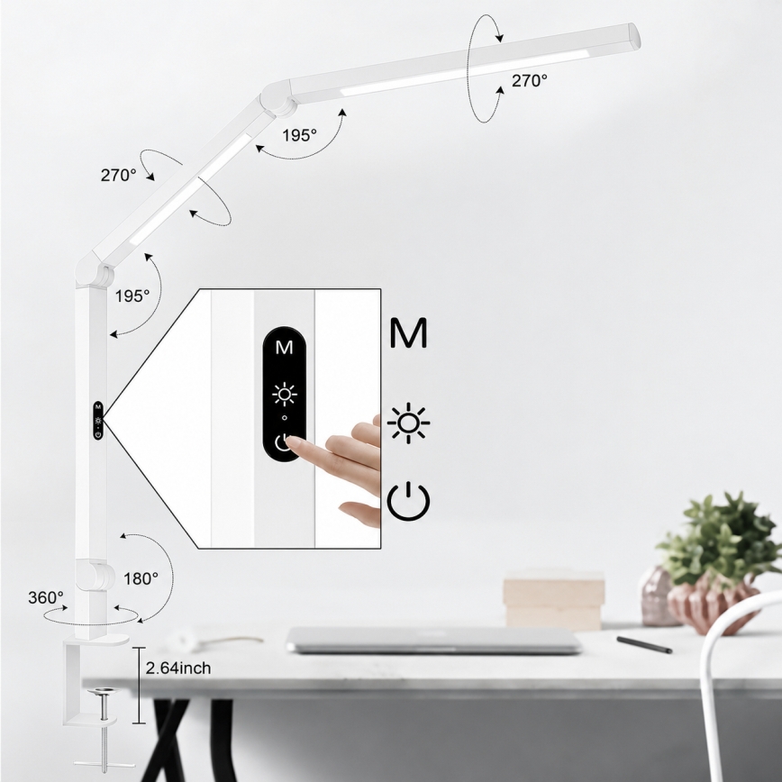 Brilagi - VARIO LED dimmelhető, érintésvezérelt, flexibilis asztali lámpa LED/12W/230V 3000/4000/5000/6500K CRI 92 fehér