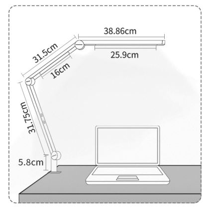 Brilagi - VARIO LED dimmelhető, érintésvezérelt, flexibilis asztali lámpa LED/12W/230V 3000/4000/5000/6500K CRI 92 fehér