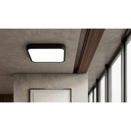 BRILAGI - LED fürdőszobai mennyezeti lámpa érzékelővel ZENNA LED/24W/230V 34,5x34,5 cm IP44 fekete + távirányítóval