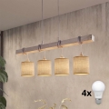 Brilagi - LED zsinóros csillár NUBILA 4xE27/60W/230V szürke/világosbarna