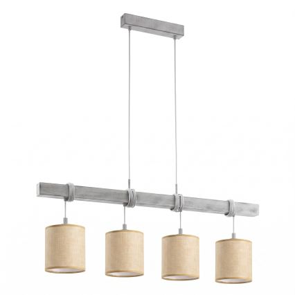 Brilagi - LED zsinóros csillár NUBILA 4xE27/60W/230V szürke/világosbarna