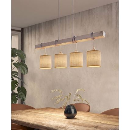 Brilagi - LED zsinóros csillár NUBILA 4xE27/60W/230V szürke/világosbarna