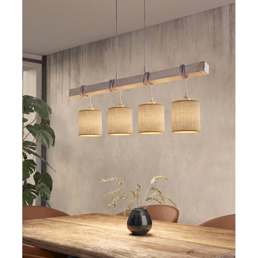 Brilagi - LED zsinóros csillár NUBILA 4xE27/60W/230V szürke/világosbarna