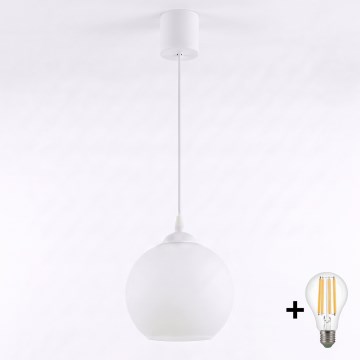 Brilagi - LED zsinóros csillár RETRO GLASS 1xE27/60W/230V átm. 15 cm fehér