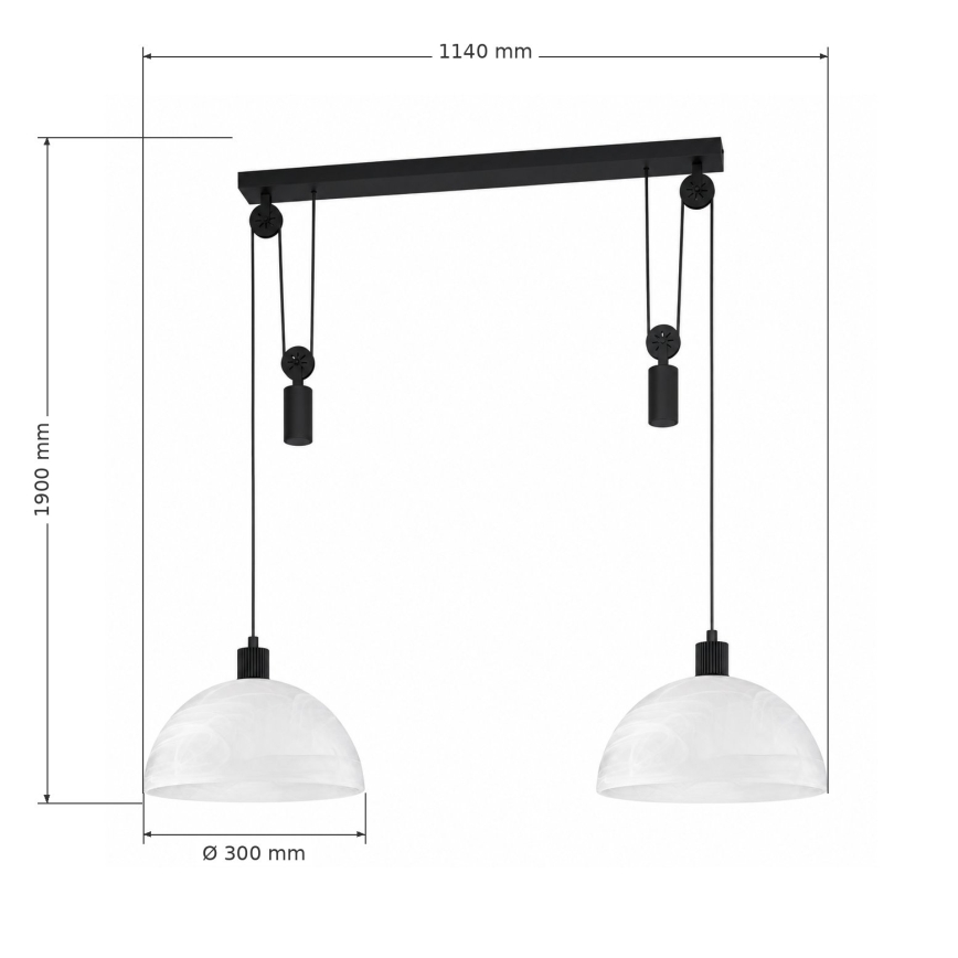 BRILAGI - LED zsinóros csillár RETRO GLASS 2xE27/40W/230V fekete/fehér