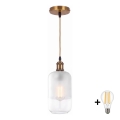 BRILAGI - LED zsinóros függeszték RETRO GLASS 1xE27/60W/230V átm. 14 cm arany/fehér