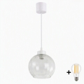 Brilagi - LED zsinóros függőlámpa RETRO GLASS 1xE27/60W/230V átm. 25 cm fehér/átlátszó